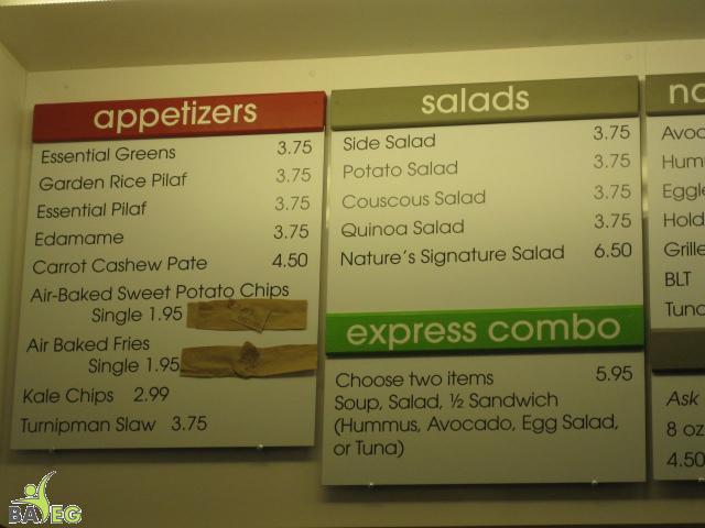Nature's Express Menu, Berkeley