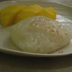 Jasmine sticky rice with mango -- while unimpressive to the eye, delightful to the taste buds