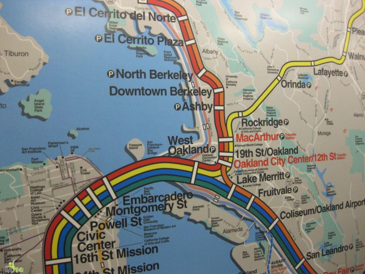 BART Map - headed to downtown Berkeley station