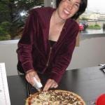 Rachel and her vegan pizza pie