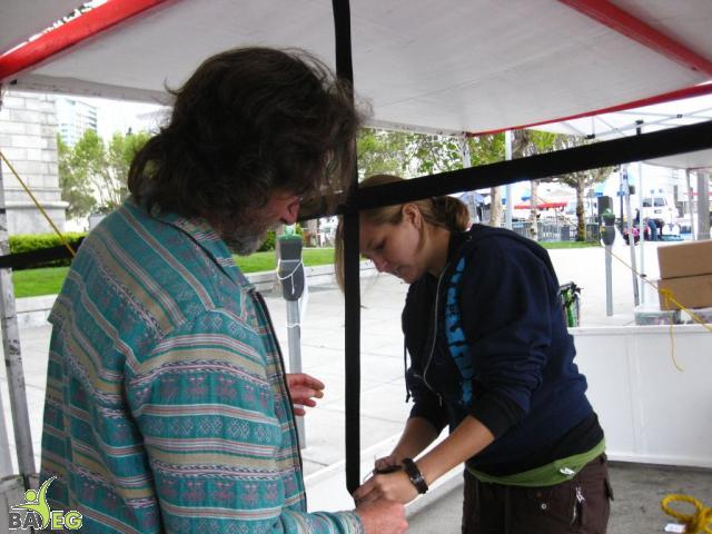 George and Michelle setting up the poster displays