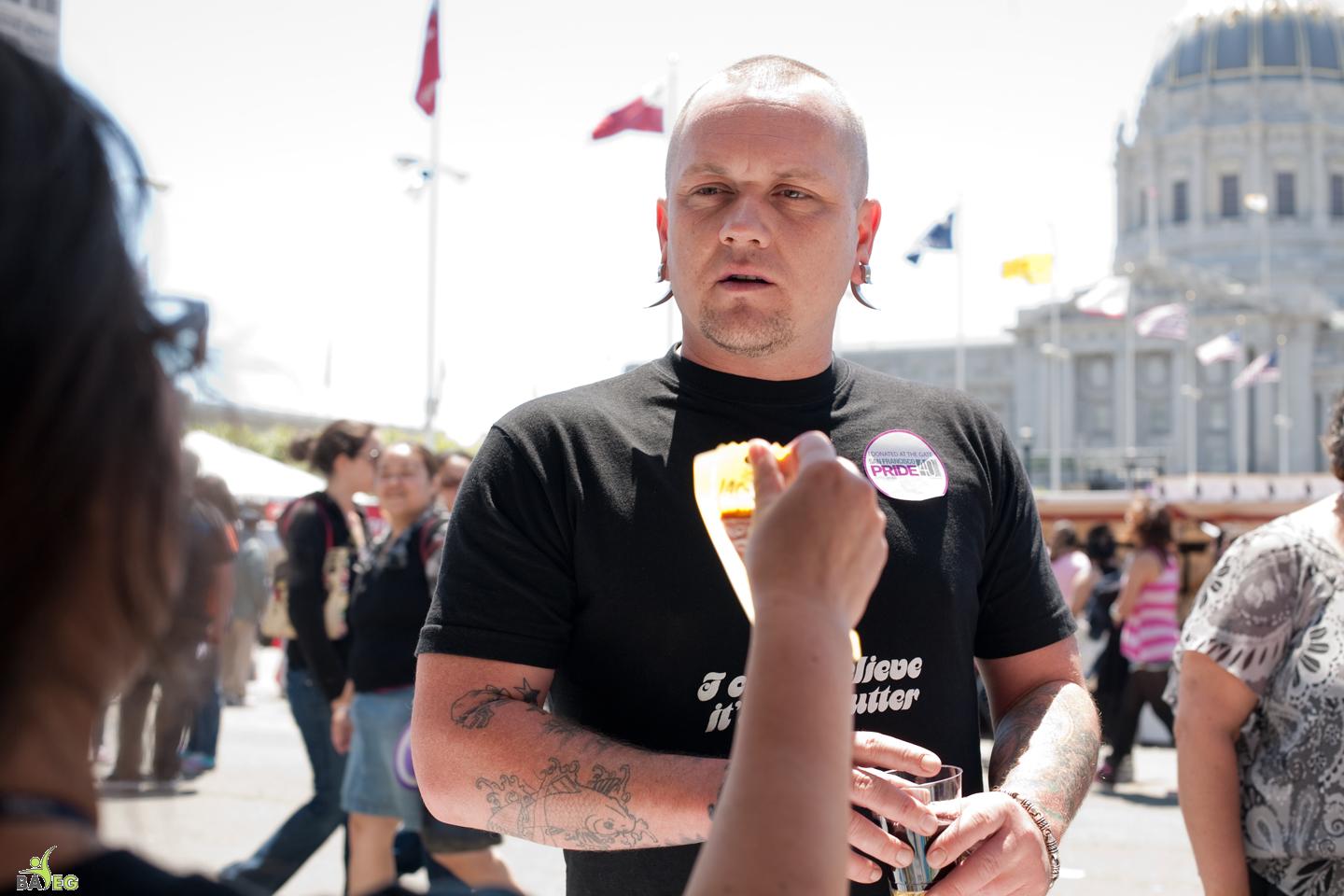 Talking veg at the BAVeg Outreach booth - LBGT Pride 2010 