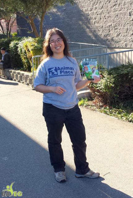 Tammy displaying the FARMUSA leaflet