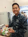 Campus recruiter enjoyed the chili sample
