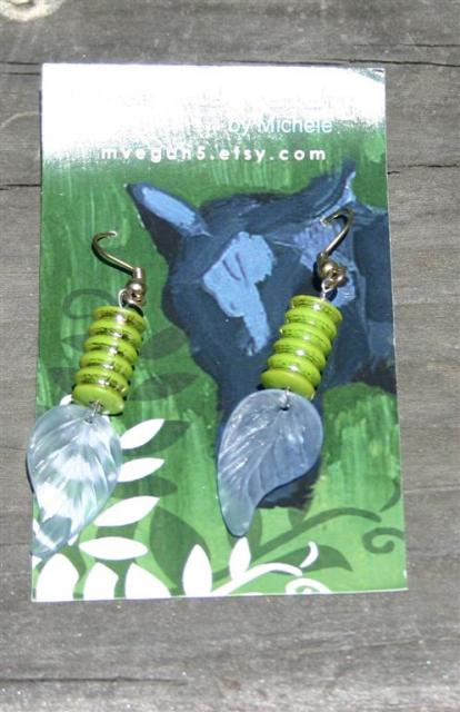 Leaf earrings with gold plated french hooks