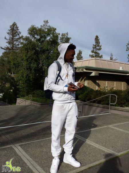 Student reading leaflet